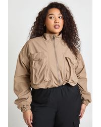 Boohoo - Plus Funnel Neck Cropped Utility Jacket - Lyst