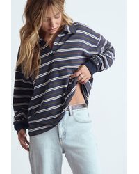 Boohoo - Striped Heavy Cotton Collared Rugby Top - Lyst