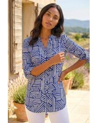 Roman - Geo Mono Print Buttoned Blouse - Lyst