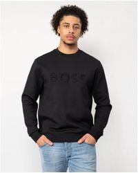 BOSS - Boss Salbo 1 Cotton Blend Sweatshirt With 3D-Moulded Logo - Lyst