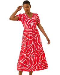Roman - Linear Print Midi Shirt Dress - Lyst
