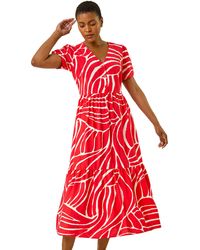Roman - Linear Print Midi Shirt Dress - Lyst