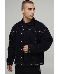 BoohooMAN - Studded Western Boxy Denim Co-Ord Jacket - Lyst