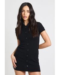Boohoo - Knitted Button Through Mini Dress - Lyst