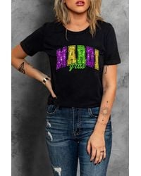 Azura Exchange - Mardi Gras Glitter T-shirt Korte Mouwen - Lyst