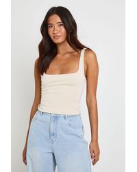 Boohoo - Square Neck Tie Back Vest Top - Lyst