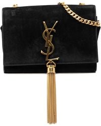 Saint Laurent - Pre-Owned Small Suede Monogram Kate Tassel Crossbody - Lyst