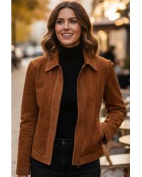 Infinity Leather - Suede Bomber Blouson Varsity Jacket - Lyst