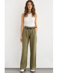 Hiccup - High-Waist Pleated Straight-Leg Pants With Waist Detail - Lyst