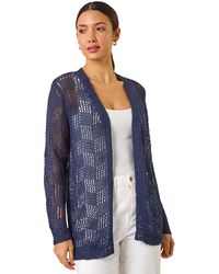 Roman - Tape Knit Cotton Blend Cardigan - Lyst