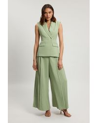Karen Millen - Petite Tailored Crepe Asymmetric Pleat Wide Leg Jumpsuit - Lyst