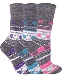 Sock Snob - Ladies 3 Pairs Of Thick Winter Warm Fairisle Thermal Diabetic Socks - Lyst