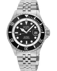 Gevril - Wall Street Swiss Automatic Sellita Sw200 Bezel, Enamel Dial, Ss Satin And Polished Bracelet Watch - Lyst