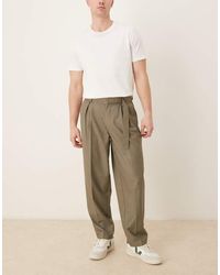 ASOS - Smart Oversized Tapered Belted Trousers With Front Pleat - Lyst