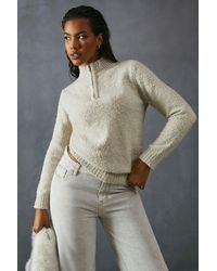 MissPap - Knitted Boucle Zip Up Neck Oversized Jumper - Lyst