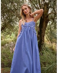 Blue Vanilla - Palm Tree Embroidery Smock Dress - Lyst