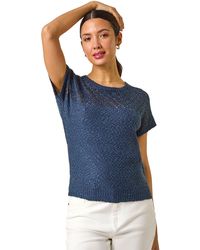 Roman - Crochet Mixed Knit Top - Lyst