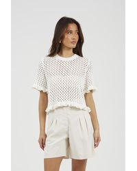 Brave Soul - Open Knit T Shirt With Frill Hem - Lyst