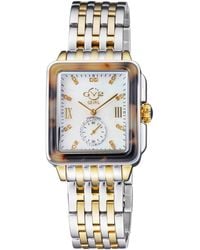 Gevril - Gv2 Bari Tortoise Swiss Quartz Mother Of Pearl Dial Two Tone Ip Bracelet Diamond Watch - Lyst