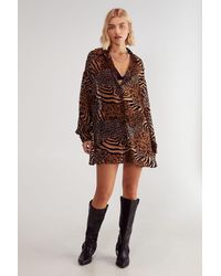 Nasty Gal - Devore Leopard Zebra Oversized Sheer Shirt - Lyst