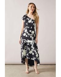Wallis - Occasion Floral One Shoulder Twill Maxi Dress - Lyst