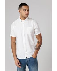 French Connection - Linen Blend Short Sleeve Chest Pocket Shirt - Lyst