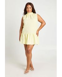 Boohoo - Plus High Neck Frill Hem Mini Dress - Lyst