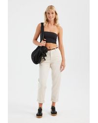 Hiccup - Cotton High Waist Carrot Fit Trousers With A Belt - Lyst