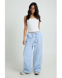 Boohoo - Stripe Woven Drawstring Wide Leg Trouser - Lyst