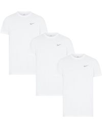 Nike - 3-pack T-shirts Met Ronde Hals En Geborduurd Swoosh-logo In Wit - Lyst
