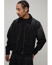 BoohooMAN - Washed Boxy Rhinestone Denim Jacket - Lyst
