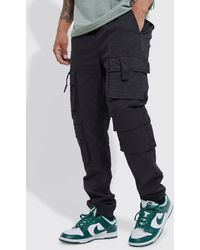 BoohooMAN - Elasticated Waist Multi Cargo Pocket Slim Fit Jogger - Lyst