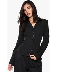 Boohoo - Button Detail Fitted Cinched Blazer - Lyst