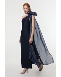 Karen Millen - Bandage Figure Form Knit Woven Cape Detail Maxi Dress - Lyst