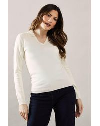 Wallis - Fine Gauge Collared Knitted Top - Lyst