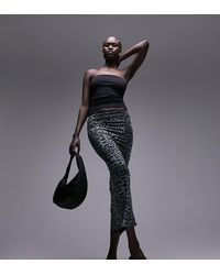 TOPSHOP - Tall Mesh Animal Printed Midi Skirt - Lyst