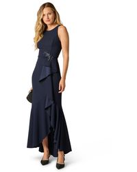 Adrianna Papell - Studio Beaded Crepe Halter Gown - Lyst