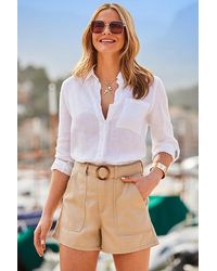 Sosandar - Ecru Relaxed Fit Belted Shorts - Lyst