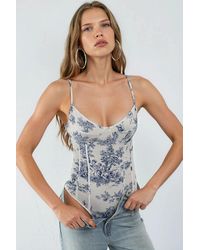 Hiccup - V-Neck Patterned Bodysuit - Lyst