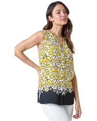 Roman - Paisley Contrast Border Print V-Neck Top - Lyst