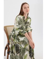 Hiccup - Floral Print Long Sleeve Shirt Maxi Dress - Lyst