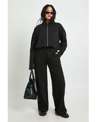 Boohoo - Cropped Bomber Jacket And Tailored Jogger Tracksuit - Lyst