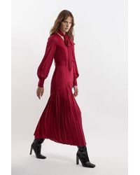 Karen Millen - Jersey Ponte Georgette Mix Midi Dress - Lyst