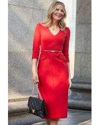Sosandar - Figure Flattering Belted Pencil Dress - Lyst
