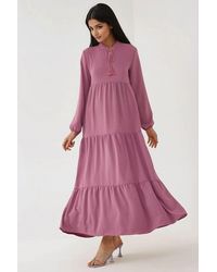 Hiccup - Textured Long Sleeve Crew Neck Maxi Dress - Lyst