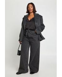 Boohoo - Plus Tie Waist Channel Insert Wide Leg Jean - Lyst