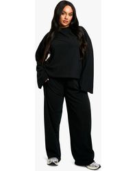 Boohoo - Plus Long Sleeve & Wide Leg Trouser Co Ord - Lyst