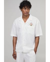 BoohooMAN - Oversized Floral Pocket Linen Blend Shirt - Lyst