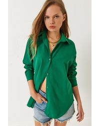Bianco Lucci - Button-Up Poplin Shirt With Collar - Lyst