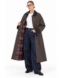 Hiccup - Oversized Long Trench Coat With Velvet Collar And Plaid Lining - Lyst